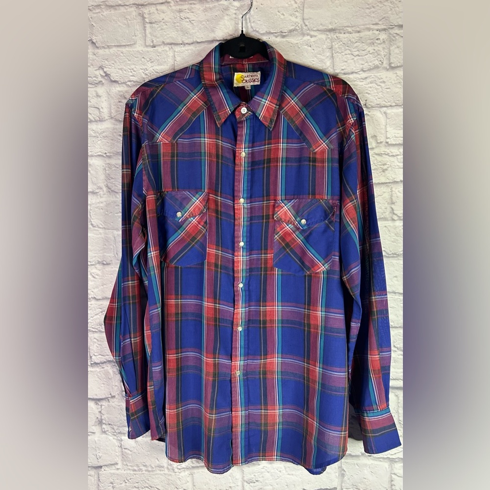 Vintage Southern Classics Pearl Snap Plaid Shirt